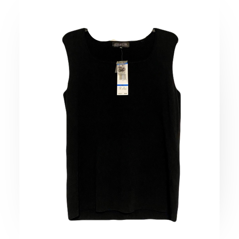 New Jones New York Square Neck Staple Ribbed Tank Classic Women’s Stretch Large